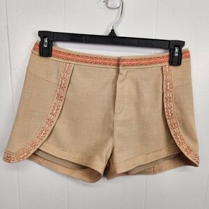 Miss Me Women's‎ Embroidered Side Wrap Shorts Tan Size S Boho Festival Style